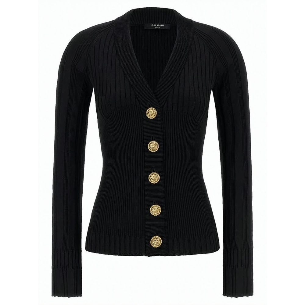 BALMAIN Fitted Ribbed Knit Cardigan